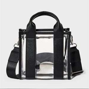 Wild Fable Clear Mini Tote Bag Women Small Black Stadium‎ Approved Crossbody NWT